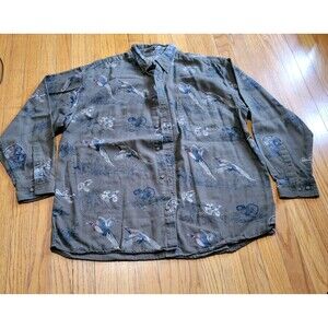 WOODS WATER Outfitters Long Sleeve Button Down Shirt TURKEYS SZ XXL 100% Cotton